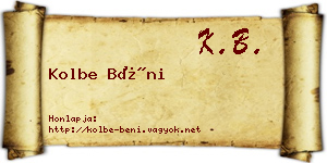 Kolbe Béni névjegykártya